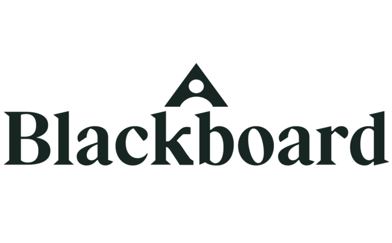 Blackboard logo. Dark text with a stylized person icon above the 'a'.